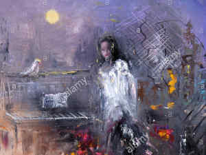 una pittura astratta di donna di notte su tela impressionismo moderno il modernismo marinism kgwf4y