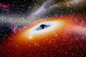 Rappresentazione artistica di un buco nero ultramassiccio con disco di accrescimento