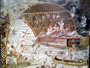 banchetto sul fiume. mosaico i sec. a.c. 